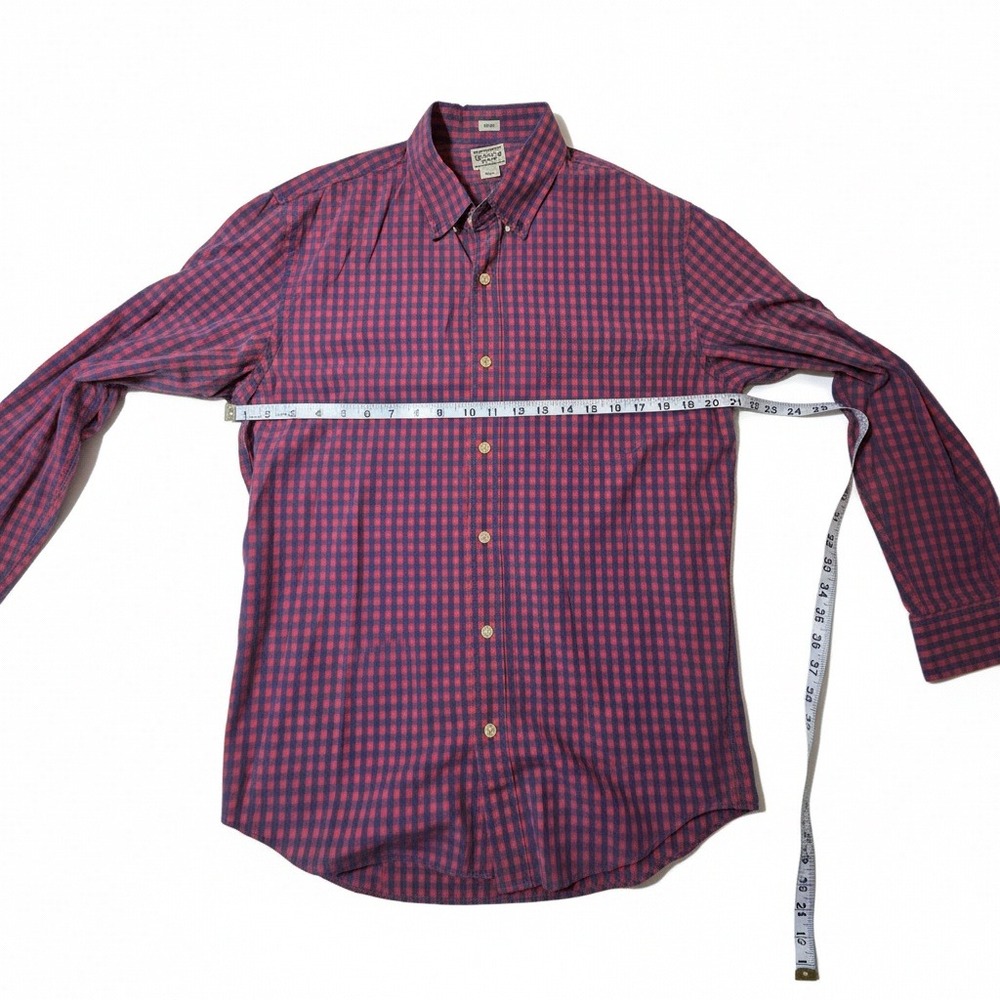 J.Crew Mens Slim Fit Gingham Button Down Shirt Red Navy Blue Large L Long Sleeve - Picture 3 of 8